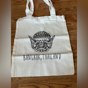 White Canvas Bangkok, Thailand Tote Bag with Graphic Print
